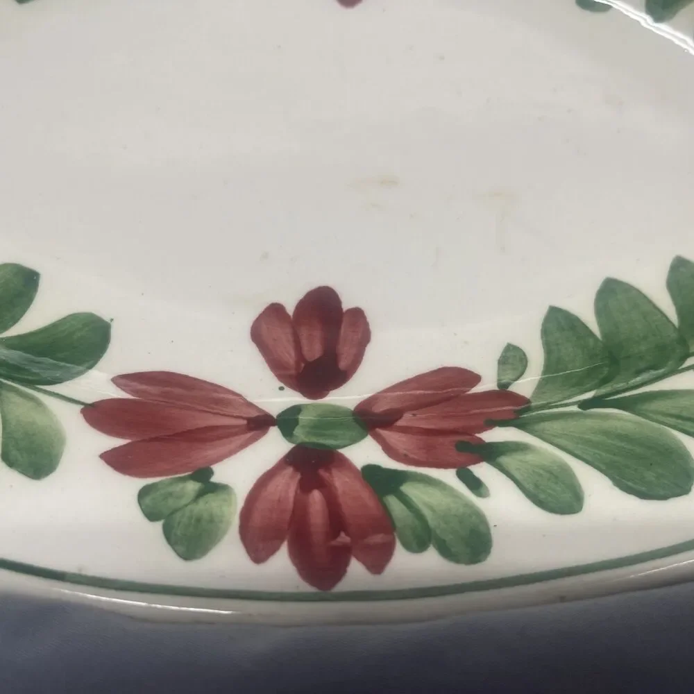 Large Vintage Oval Hand Painted Ceramic Porcelian Platter Dish Czech. Dinnerware